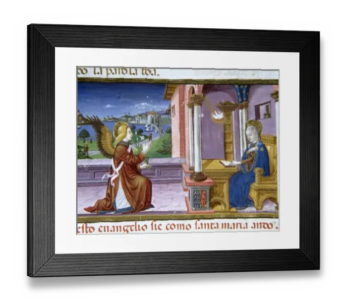 Framed Print : Annunciation of the Archangel Gabriel to Mary. Codex of Predis (1476). Royal Library Framed Print : Annunciation of the Archangel Gabriel to Mary. Codex of Predis (1476). Royal Library