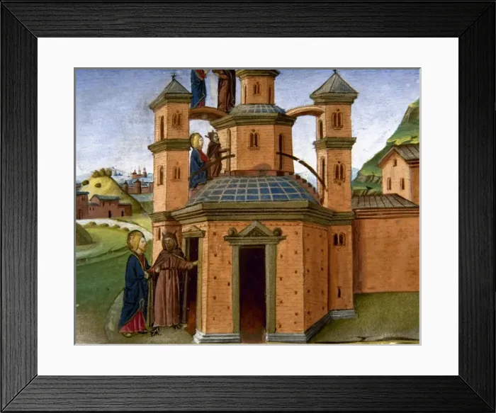 Framed Print : Jesus and the Devil on the pinnacle of the temple. Codex of Predis (1476). Royal Library