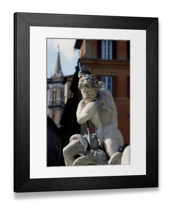 Framed Print : Neptune fighting an octopus, sculpted by Della Bitta in 1878, Fountain of Neptune