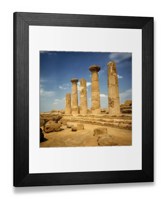 Framed Print : Italy, Sicily, Agrigento. The ruins of the Temple of Hercules rise mightily against Framed Print : Italy, Sicily, Agrigento. The ruins of the Temple of Hercules rise mightily against