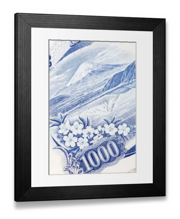 Framed Print : Japanese Currency, 1000 Yen Notes Detail Framed Print : Japanese Currency, 1000 Yen Notes Detail