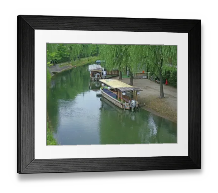 Framed Print : Asia, Japan, Kyoto. Roofed Boat