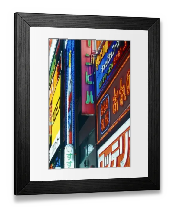 Framed Print : Japan, Hokkaido, Sapporo. Susukino entertainment area, neon signs Framed Print : Japan, Hokkaido, Sapporo. Susukino entertainment area, neon signs