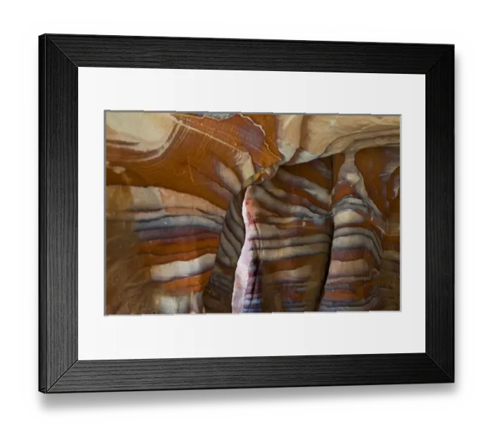 Framed Print : Jordan, Petra, Exterior Siq, coulored facades Framed Print : Jordan, Petra, Exterior Siq, coulored facades