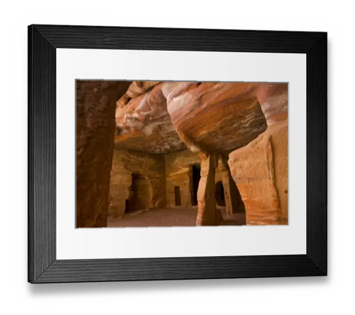 Framed Print : Jordan, Petra, Exterior Siq, coulored facades Framed Print : Jordan, Petra, Exterior Siq, coulored facades