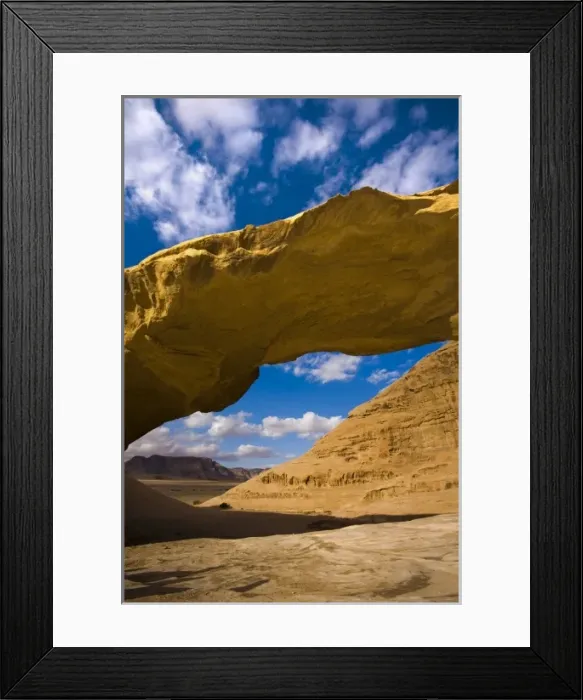 Framed Print : Jordan, Wadi Rum, rocky arch in the desert Framed Print : Jordan, Wadi Rum, rocky arch in the desert
