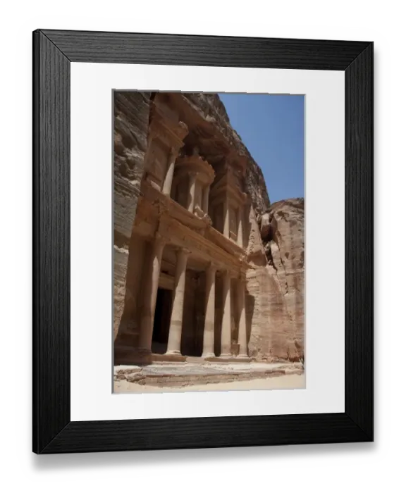Framed Print : Jordan, Ancient Nabataean city of Petra. Stone Corinthian exterior of The Treasury