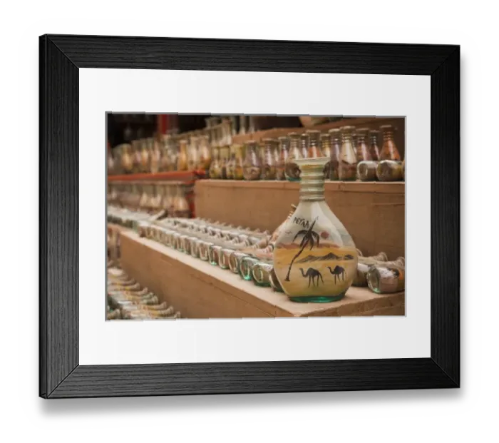 Framed Print : Jordan, Petra-Wadi Musa, Ancient Nabatean City of Petra, bottles with sand art Framed Print : Jordan, Petra-Wadi Musa, Ancient Nabatean City of Petra, bottles with sand art