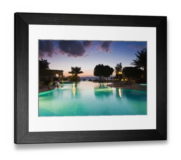 Framed Print : Jordan, Dead Sea, Suweimah, swimming pool at the Marriott Hotel, dusk Framed Print : Jordan, Dead Sea, Suweimah, swimming pool at the Marriott Hotel, dusk