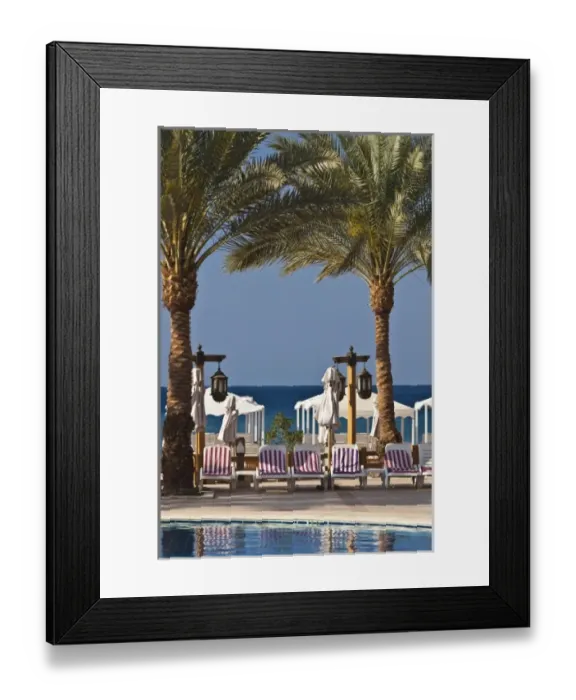 Framed Print : Jordan, Aqaba, Red Sea Beach, hotel swimming pool, detail