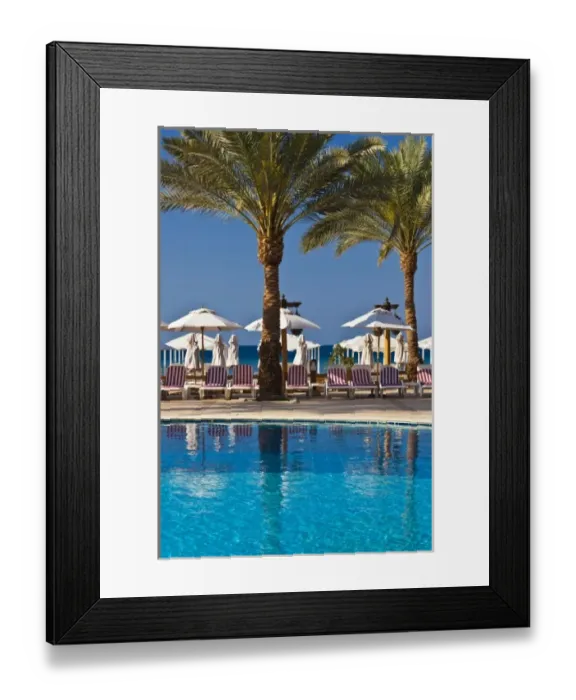 Framed Print : Jordan, Aqaba, Red Sea Beach, hotel swimming pool, detail