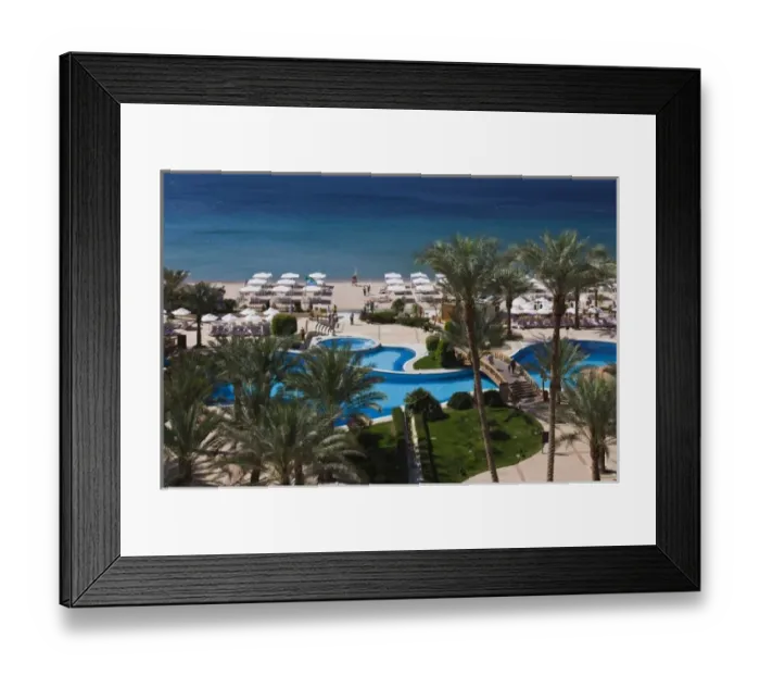 Framed Print : Jordan, Aqaba, elevated view of Red Sea and beach Framed Print : Jordan, Aqaba, elevated view of Red Sea and beach