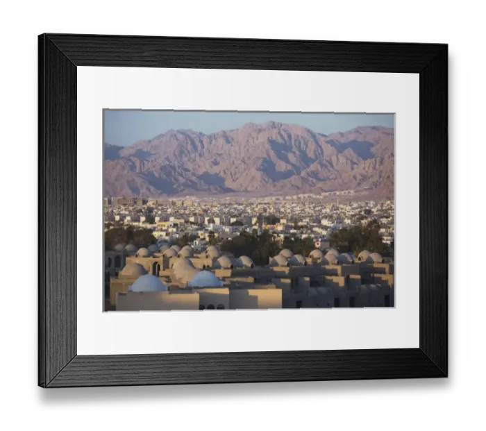 Framed Print : Jordan, Aqaba, elevated city view, sunset Framed Print : Jordan, Aqaba, elevated city view, sunset