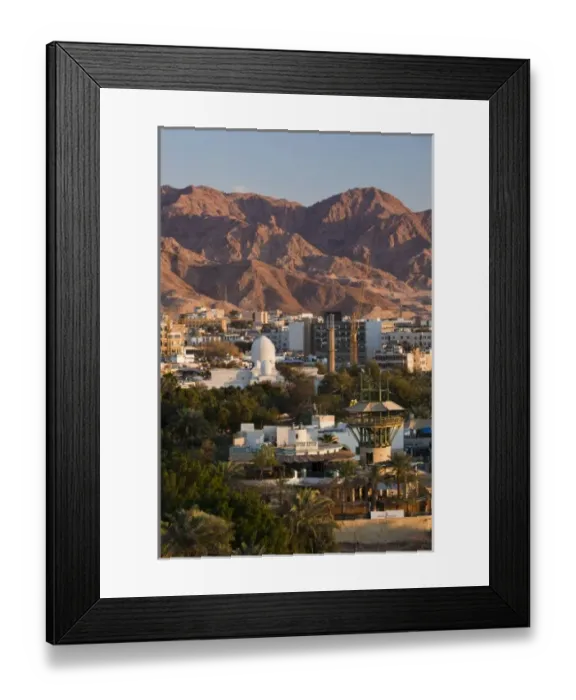 Framed Print : Jordan, Aqaba, elevated city view, sunset Framed Print : Jordan, Aqaba, elevated city view, sunset