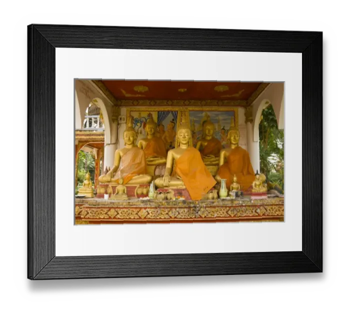Framed Print : Buddhist statues around Pha That Luang, (Great Stupa in Lao) is a Buddhist stupa Framed Print : Buddhist statues around Pha That Luang, (Great Stupa in Lao) is a Buddhist stupa
