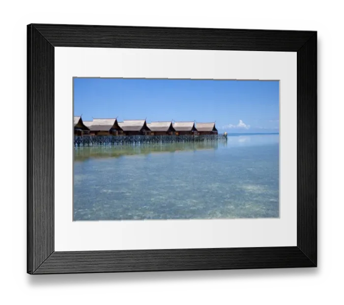 Framed Print : Bungalows, Sipadan-Kapalai Dive Resort, Sabah, Borneo, Malaysia
