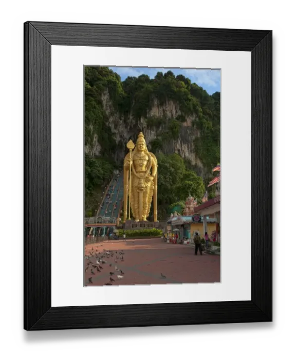 Framed Print : Kuala Lumpur, Malaysia. Batu Caves with gold statue of Lord Murugan at entrance