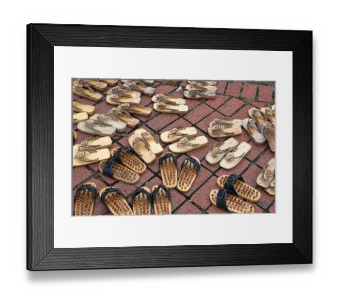 Framed Print : Malacca City, Malaysia, UNESCO Heritage City. Graphic pattern of shoes on floor Framed Print : Malacca City, Malaysia, UNESCO Heritage City. Graphic pattern of shoes on floor