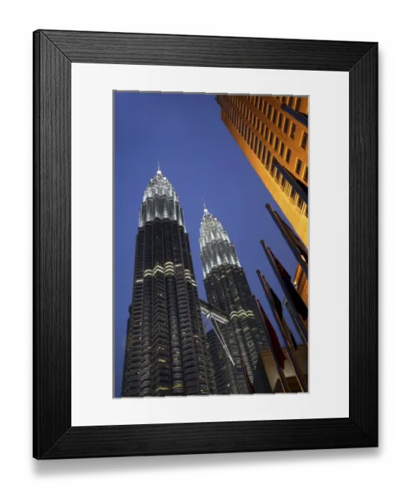 Framed Print : Malaysia. Kuala Lumpur. The Petronas Twin Towers in twilight Framed Print : Malaysia. Kuala Lumpur. The Petronas Twin Towers in twilight