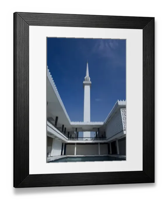 Framed Print : Malaysia, State of Selangor, Kuala Lumpur. National Mosque of Malaysia, white typical minaret tower Framed Print : Malaysia, State of Selangor, Kuala Lumpur. National Mosque of Malaysia, white typical minaret tower
