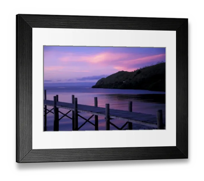 Framed Print : Maldives. View of dock at sunset