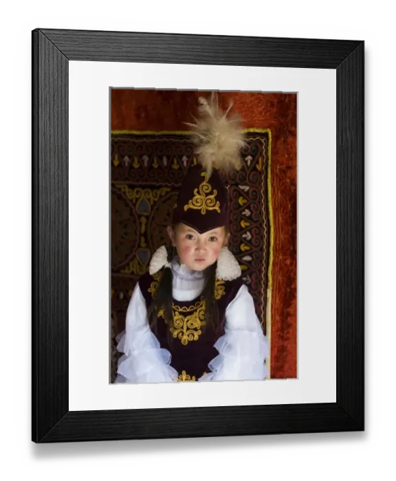 Framed Print : Seven year old girl at Altai Eagle Festival, Kharalgsh (MR) Framed Print : Seven year old girl at Altai Eagle Festival, Kharalgsh (MR)