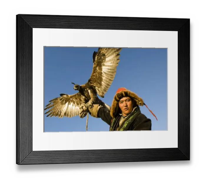 Framed Print : Men with eagles at Altai Eagle Festival (MR) Framed Print : Men with eagles at Altai Eagle Festival (MR)