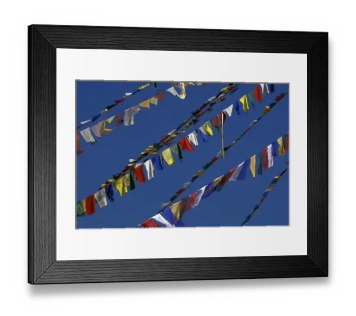 Framed Print : Asia, Nepal, Khatmandu. Bouddhanath Stupa, flags
