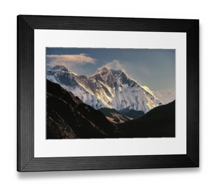 Framed Print : Asia, Nepal, Sagarmatha NP. Fierce winds whip snow off Mt. Everest, on the left