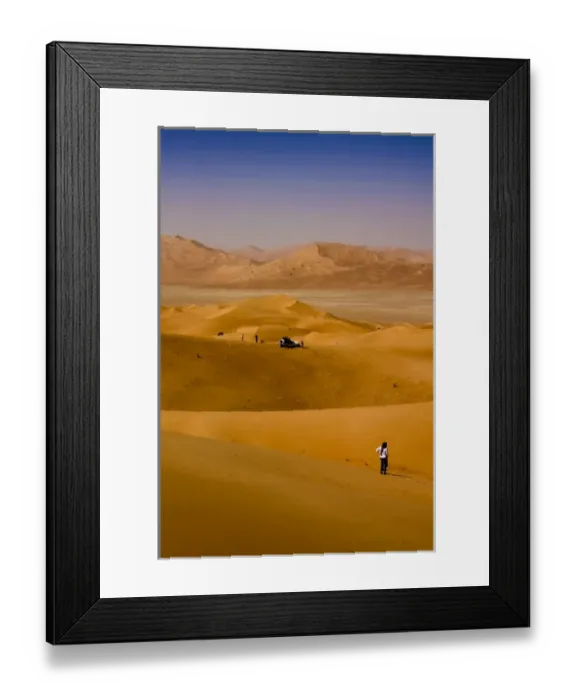 Framed Print : Oman, Rub Al Khali desert, driving on the dunes