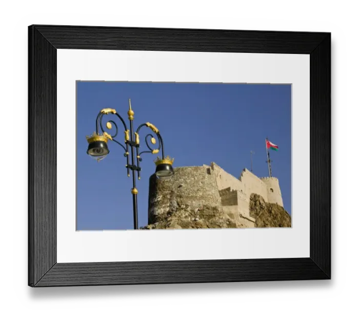 Framed Print : Oman, Muscat, Mutrah. Mutrah Fort (built by the Portuguese in 1580)