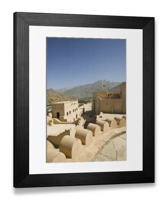 Framed Print : Oman, The Batinah Plain, Nakhal. Nakhal Fort, at the foot of the Hajar Mountains