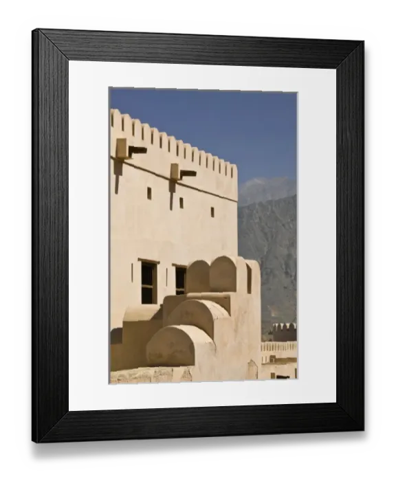 Framed Print : Oman, The Batinah Plain, Nakhal. Nakhal Fort, at the foot of the Hajar Mountains