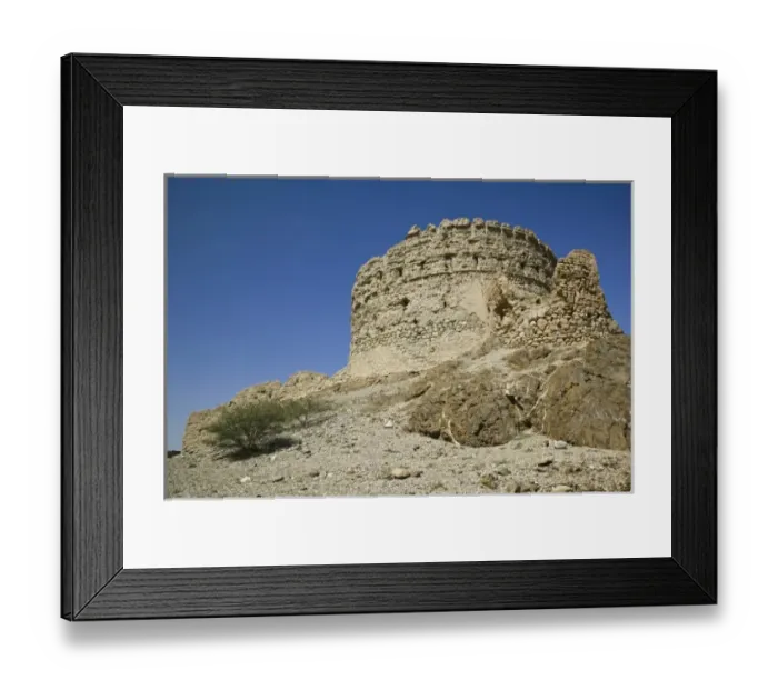 Framed Print : Oman, The Batinah Plain, Rustaq. Old Fort Ruins along Highway #13