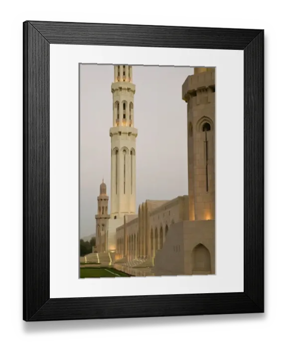 Framed Print : Oman, Muscat, Al, Ghubrah. Grand Mosque, Exterior  /  Evening