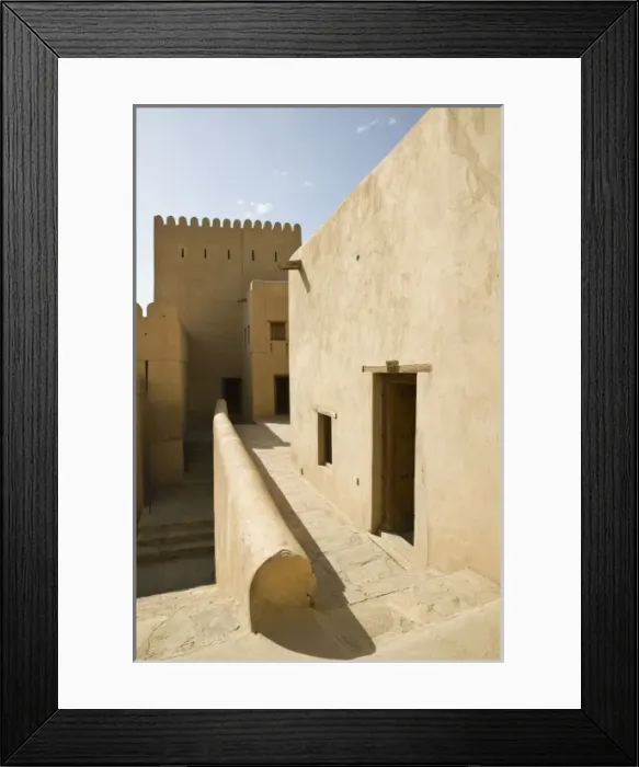Framed Print : Oman, Western Hajar Mountains, Nizwa. Nizwa Fort, Interior of Fort Walls