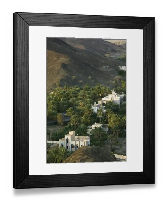Framed Print : Oman, Western Hajar Mountains, Bahla. Bahla Town  /  Houses