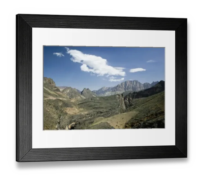 Framed Print : Oman, Western Hajar Mountains, Balad Seet. Mountain View by the village of Balad Seet