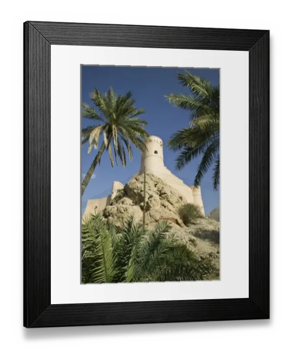 Framed Print : Oman, Western Hajar Mountains, Nakhl. Date Palm Oasis View of Nakhl Fort Framed Print : Oman, Western Hajar Mountains, Nakhl. Date Palm Oasis View of Nakhl Fort