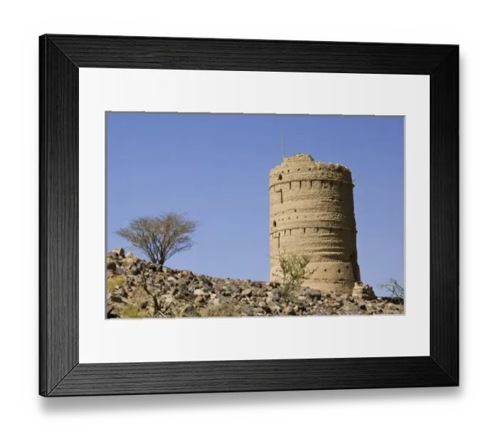 Framed Print : Oman, Western Hajar Mountains, Al Hamra. Watch Tower Ruins Framed Print : Oman, Western Hajar Mountains, Al Hamra. Watch Tower Ruins