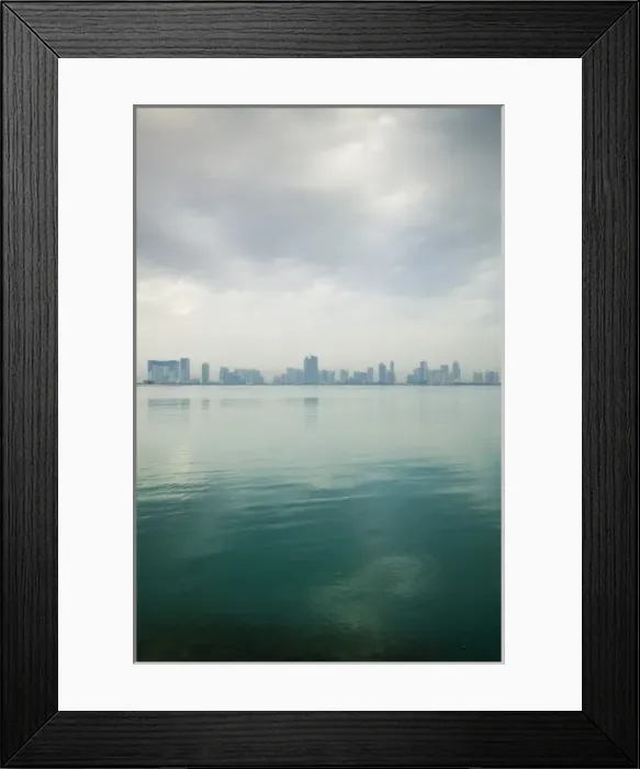 Framed Print : Qatar, Ad Dawhah, Doha. Dawn View of West Bay area across Doha Bay Framed Print : Qatar, Ad Dawhah, Doha. Dawn View of West Bay area across Doha Bay