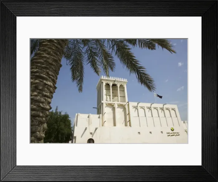 Framed Print : Qatar, Ad Dawhah, Doha. Heritage House Museum- Traditional Badgir (Wind Tower) built