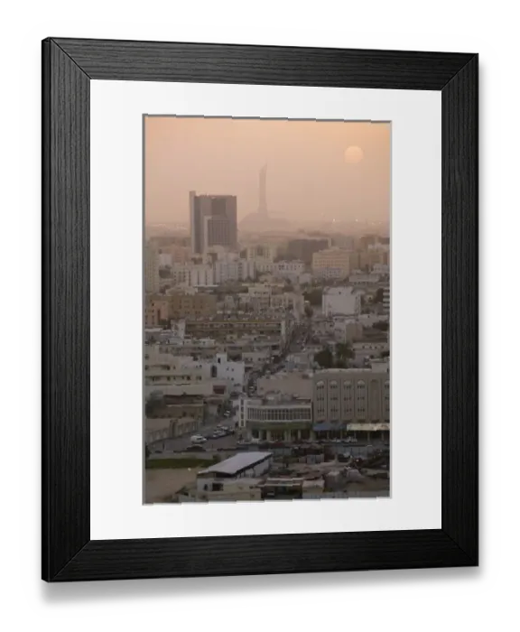 Framed Print : Qatar, Ad Dawhah, Doha. Aerial View of Dowtown / Sunset Framed Print : Qatar, Ad Dawhah, Doha. Aerial View of Dowtown / Sunset