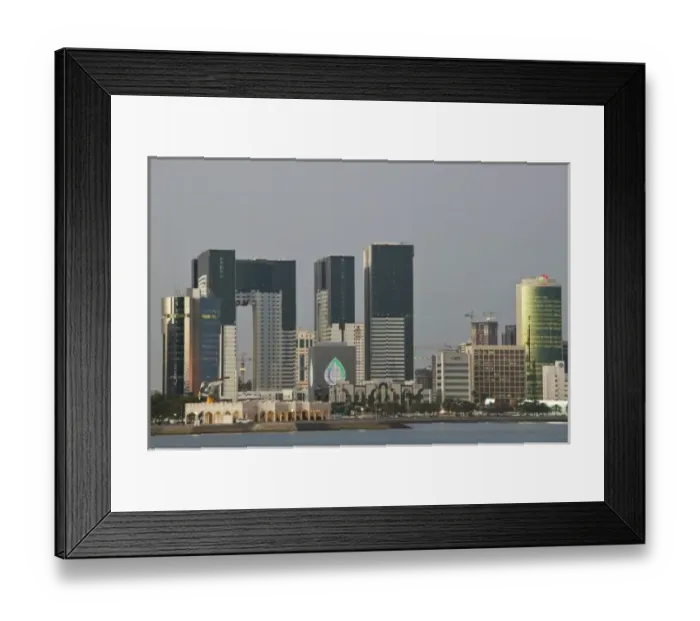 Framed Print : Qatar, Ad Dawhah, Doha. West Bay Development along the Corniche / Dusk Framed Print : Qatar, Ad Dawhah, Doha. West Bay Development along the Corniche / Dusk