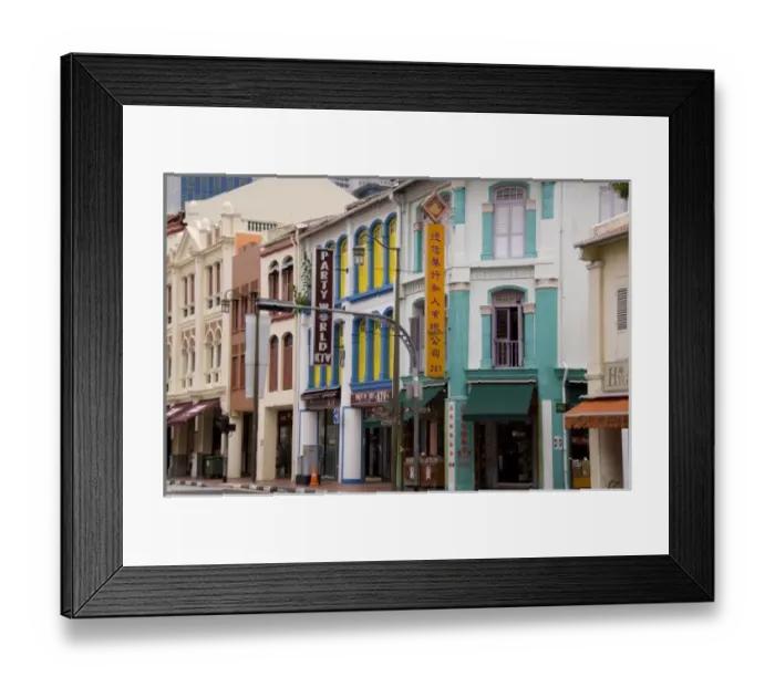 Framed Print : Singapore (Sanskrit for Lion City). Typical street views in Chinatown area