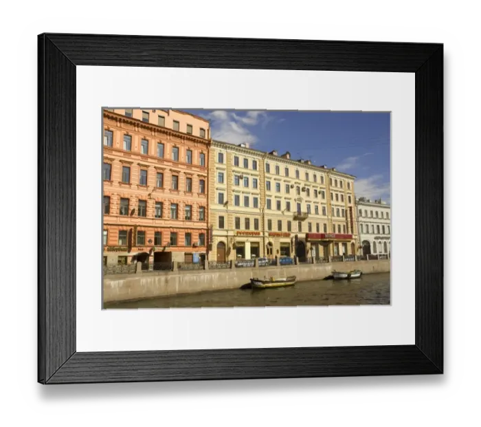 Framed Print : Russia. St. Petersburg. Colorful buildings on the Moyki Canal Framed Print : Russia. St. Petersburg. Colorful buildings on the Moyki Canal