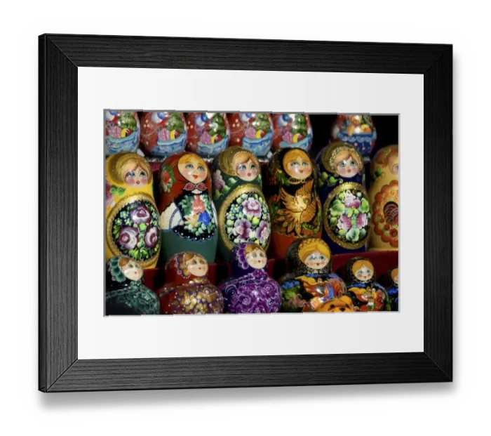 Framed Print : Russia, St. Petersburg, Matryoshka dolls at an outdoor market, RESTRICTED: Not available Framed Print : Russia, St. Petersburg, Matryoshka dolls at an outdoor market, RESTRICTED: Not available