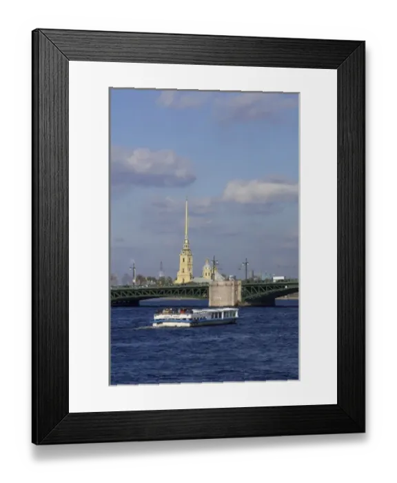 Framed Print : Russia, St. Petersburg, Neva River, Peter and Paul Cathedral and Palace Bridge, RESTRICTED Framed Print : Russia, St. Petersburg, Neva River, Peter and Paul Cathedral and Palace Bridge, RESTRICTED