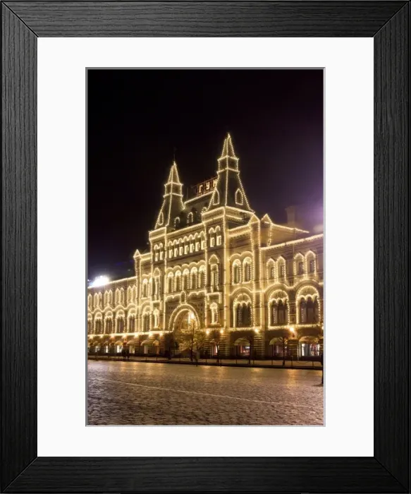 Framed Print : Europe. Russia, Moscow, Red Square, GUM Department Store at night, RESTRICTED: Not
