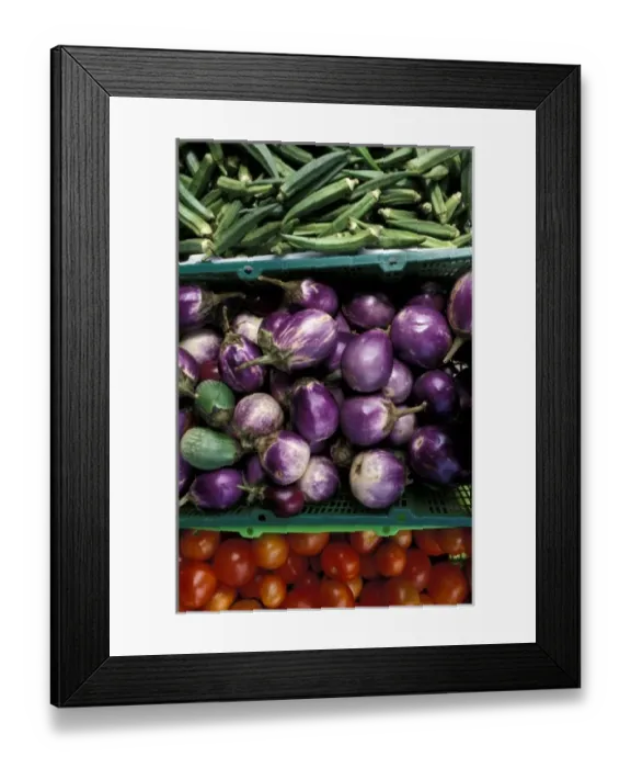 Framed Print : Asia, Singapore. Fresh produce for sale at market
